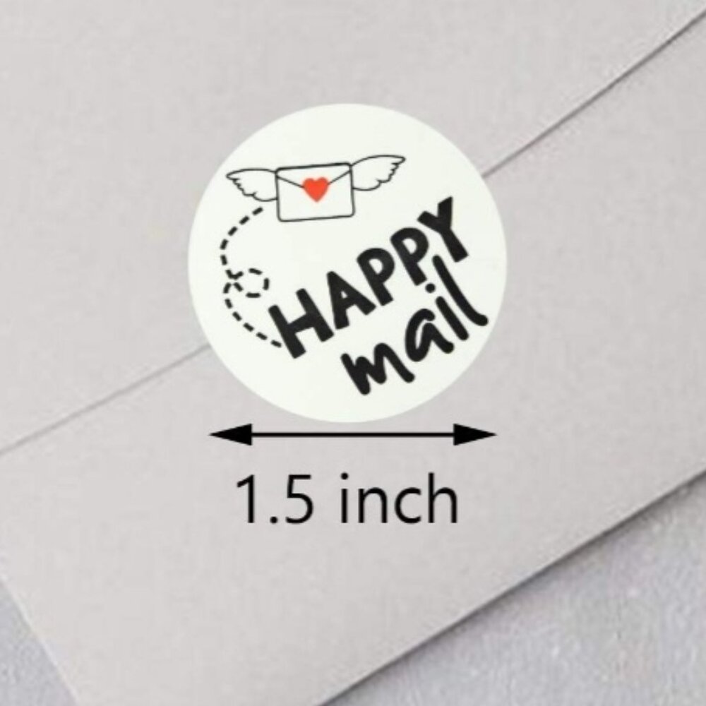 150 HAPPY MAIL Business Stickers for Packaging 1.5"